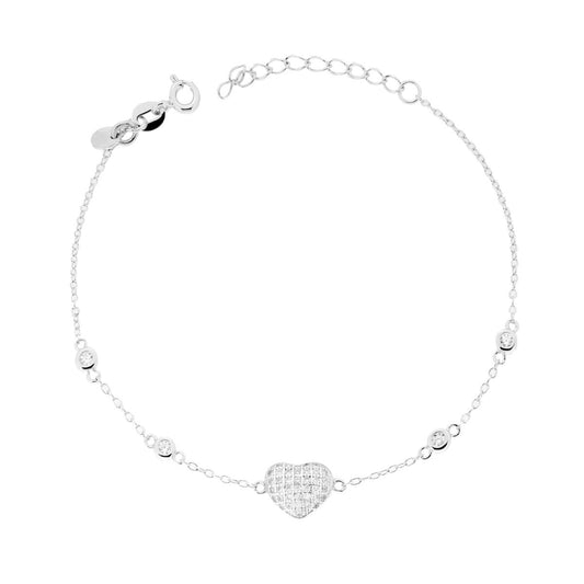 Armband Kette Forzatina Diamantierte Herz mit weißen Cubic Zirconia aus Silber 925 rhodiniert - MeinSchmuckShop