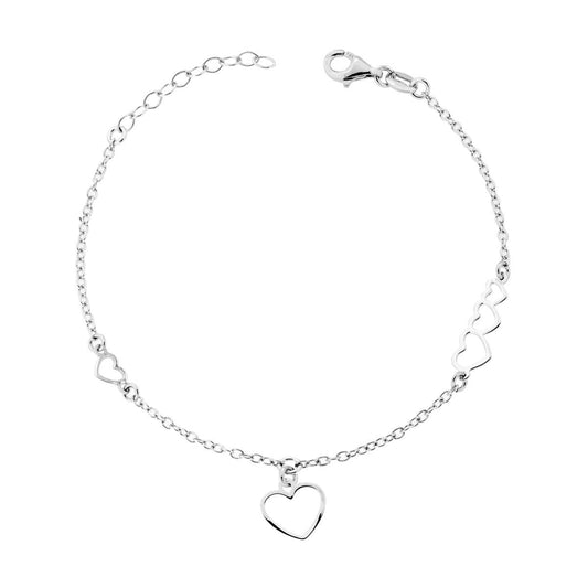 Armbandkette Forzatina mit Herzen aus Silber 925, rhodiniert - MeinSchmuckShop