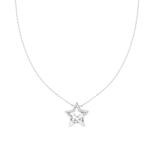 Halskette Forzatina diamantierte Kette mit Stern und weißen Cubic Zirconia aus 925er Silber, rhodiniert - MeinSchmuckShop