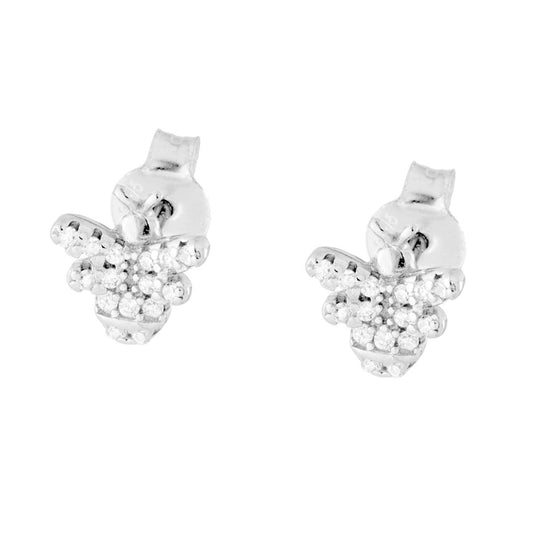 Ohrringe Biene mit weißen Cubic Zirconia, Silber 925 galvanisch rhodiniert - MeinSchmuckShop