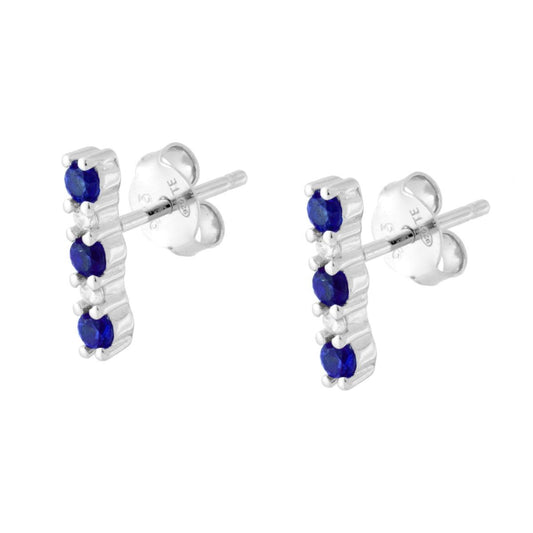 Ohrringe in Stabform mit Cubic Zirconia in saphirblau und Weiß, aus 925er Silber, rhodiniert - MeinSchmuckShop
