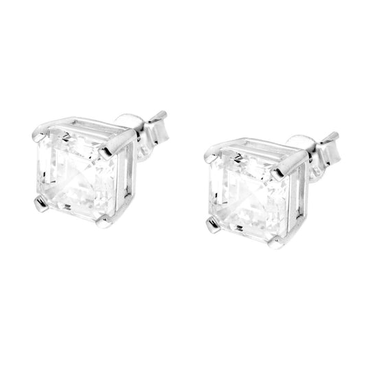 Ohrringe Punto Luce Quadrat Princess mm 8 Zirkonia Weiß in Silber 925 rhodiniert - MeinSchmuckShop