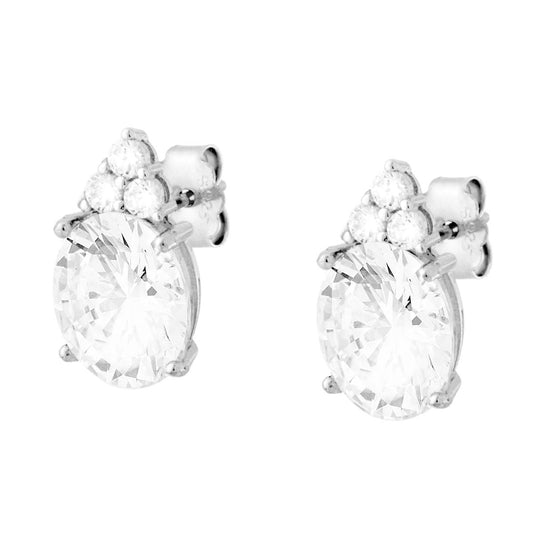 Ohrstecker mit Tränenform im Punkt-Licht-Stil, mit weißen Cubic Zirconia, aus 925er Silber, rhodiniert - MeinSchmuckShop