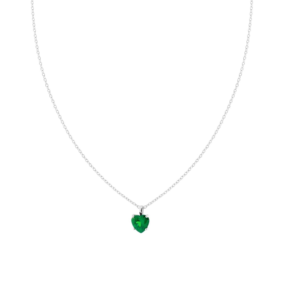 Halskette, Forzatina-Kette, diamantiert, mit grünem Smaragd-Cubic-Zirconia, in 925er Silber rhodiniert galvanisch. - MeinSchmuckShop