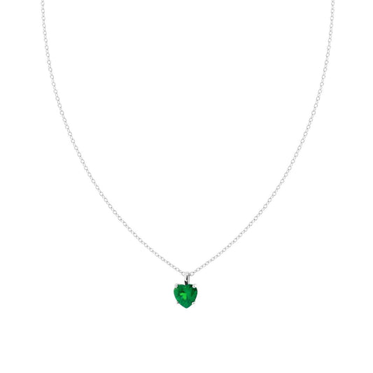 Halskette, Forzatina-Kette, diamantiert, mit grünem Smaragd-Cubic-Zirconia, in 925er Silber rhodiniert galvanisch. - MeinSchmuckShop