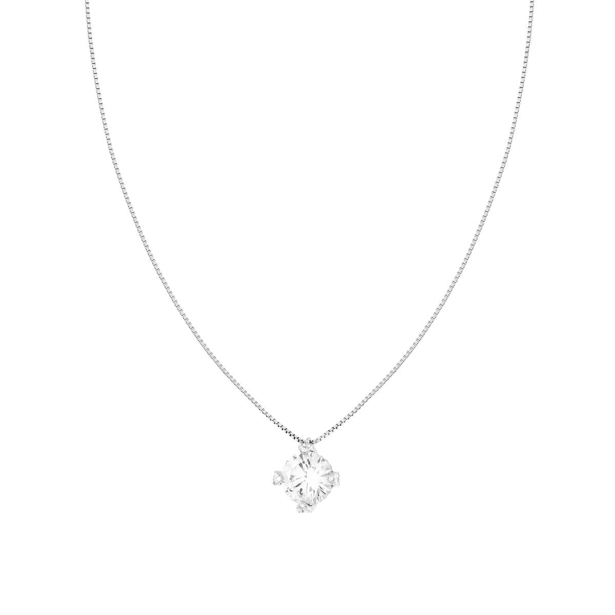 Diamantierte Venezianerkette mit weißem Cubic-Zirconia-Punkt, Silber 925, galvanisch rhodiniert - MeinSchmuckShop
