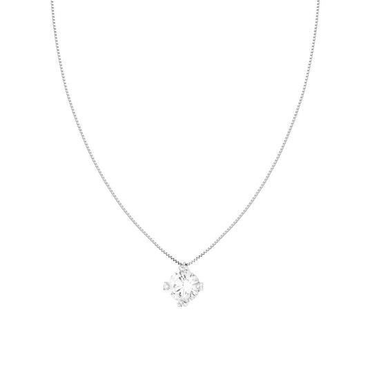 Diamantierte Venezianerkette mit weißem Cubic-Zirconia-Punkt, Silber 925, galvanisch rhodiniert - MeinSchmuckShop