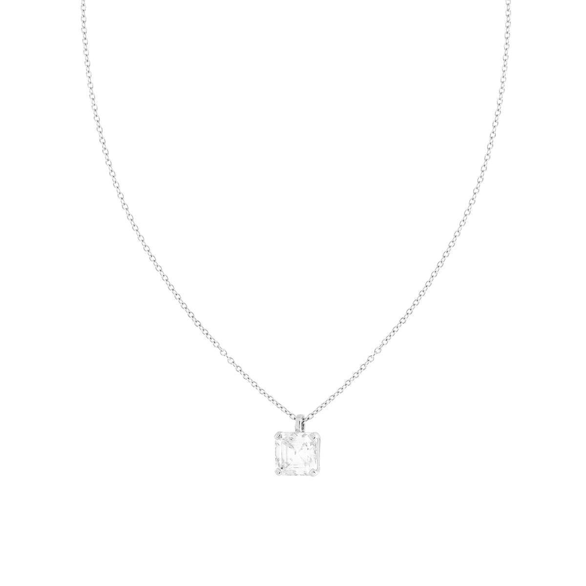 Kette Forzatina mit Lichtpunkt, quadratischer Princess-Cubic-Zirkonia, weiß, 8 mm, Silber 925, rhodiniert - MeinSchmuckShop