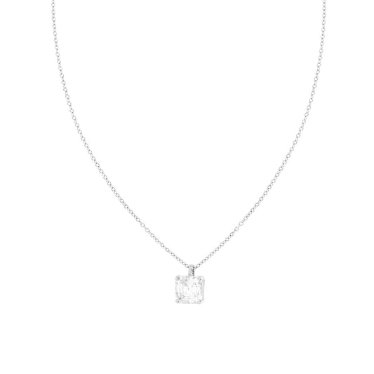 Kette Forzatina mit Lichtpunkt, quadratischer Princess-Cubic-Zirkonia, weiß, 8 mm, Silber 925, rhodiniert - MeinSchmuckShop