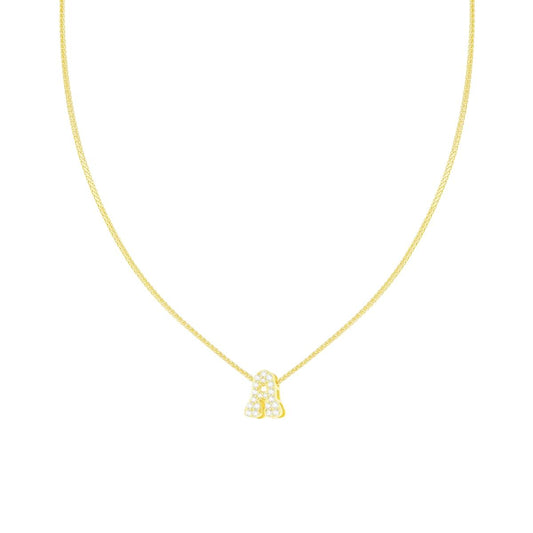 Diamantierte Spiga-Kette mit Initial A und weißen Cubic Zirconia; Silber 925, galvanisch vergoldet. - MeinSchmuckShop