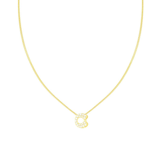 Kette mit diamantierter Spiga-Kette, Initialbuchstabe C, weiße Cubic Zirconia, Silber 925, goldgalvanisiert - MeinSchmuckShop