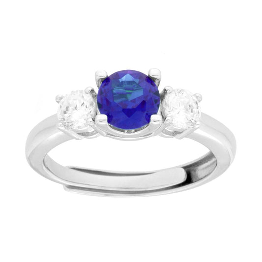 Ring der Trilogie Blau Tansanit und Cubic Zirconia Weiß in Silber 925 rhodiniert - MeinSchmuckShop