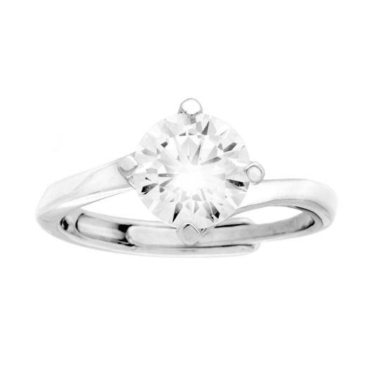 Solitärring mit weißen Cubic-Zirkonien, Größe 7, Silber 925, rhodiumveredelt. - MeinSchmuckShop