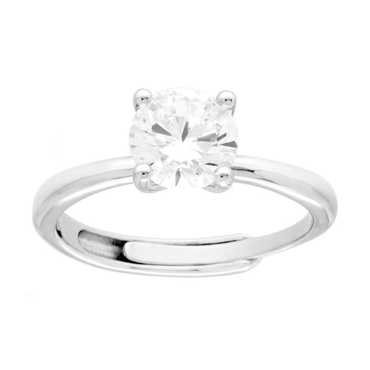 Solitär-Ring mit weißen Cubic-Zirkonia, Größe 7, in 925er Silber rhodiniert - MeinSchmuckShop