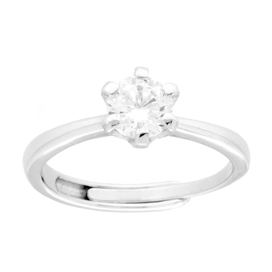 Solitärring mit weißen Zirkonien Größe 5 aus 925er Silber, rhodiniert - MeinSchmuckShop