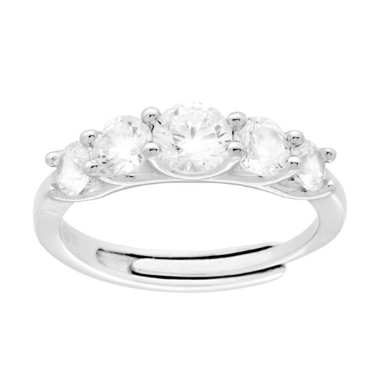 Veretta-Ring mit weißen kubischen Zirkonien, degradé in 925er Silber, rhodiniert - MeinSchmuckShop
