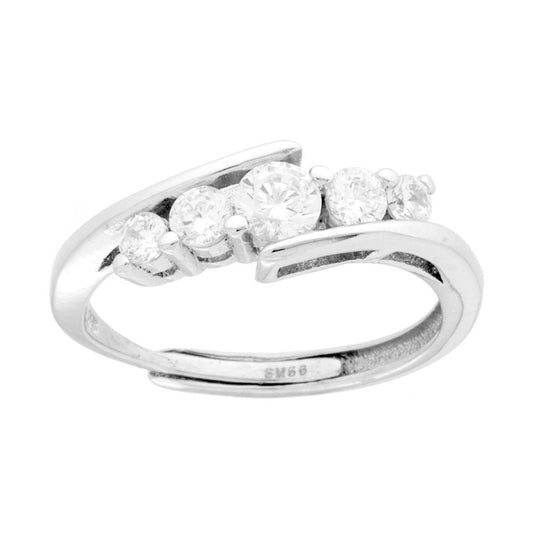 Veretta-Ring mit weißen Cubic Zirconia im Degradé, aus 925er Silber, rhodiumbeschichtet. - MeinSchmuckShop