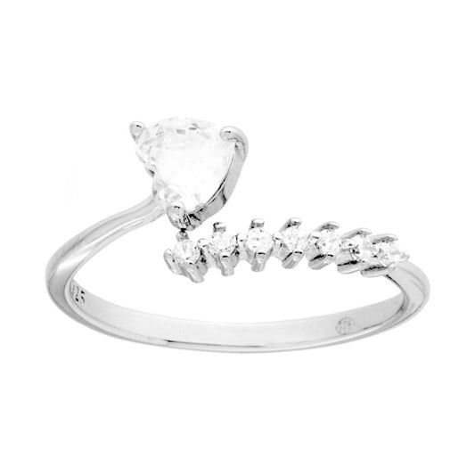 Ring mit Herz und weißen Cubic Zirconia in 925er Silber, rhodiniert - MeinSchmuckShop