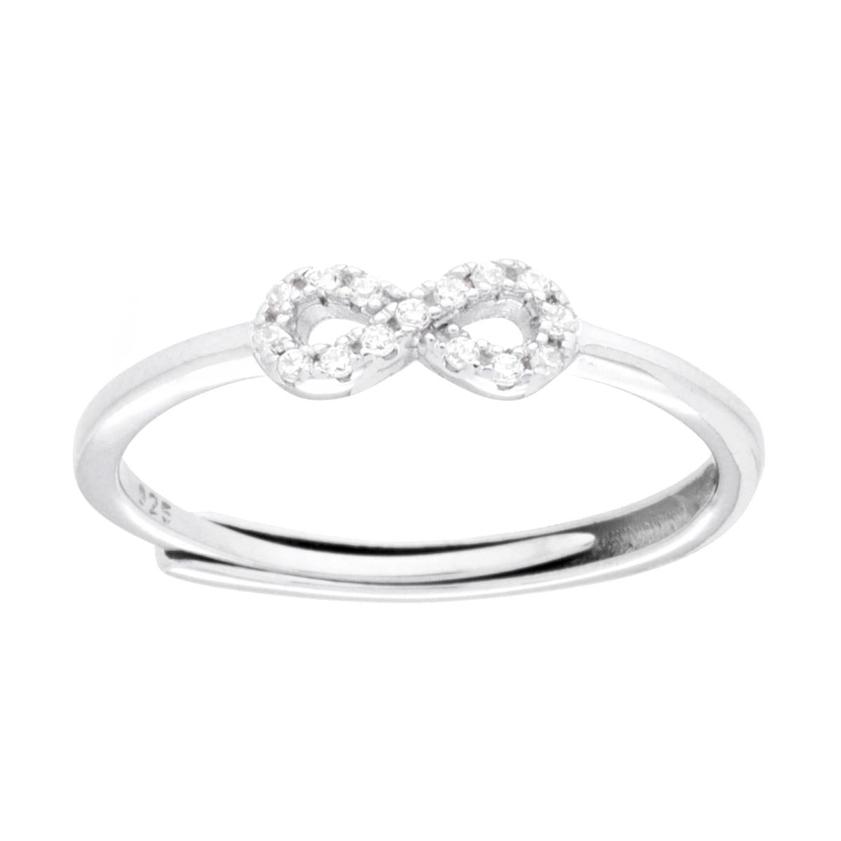 Mini-Infinity-Ring mit weißen Zirkonien, 925er Silber, rhodiniert - MeinSchmuckShop
