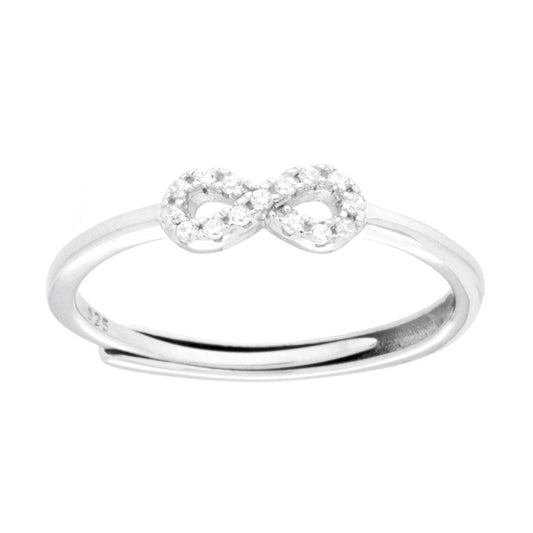 Mini-Infinity-Ring mit weißen Zirkonien, 925er Silber, rhodiniert - MeinSchmuckShop