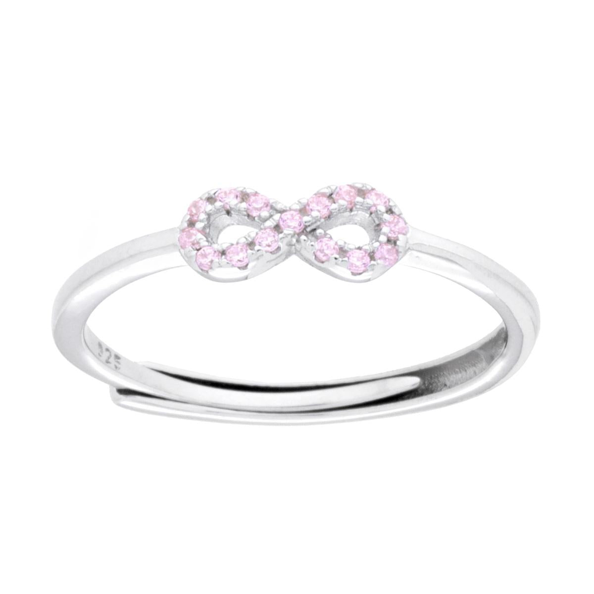 Mini-Infinity-Ring mit rosa Cubic-Zirkonia im 925er Silber rhodiniert - MeinSchmuckShop