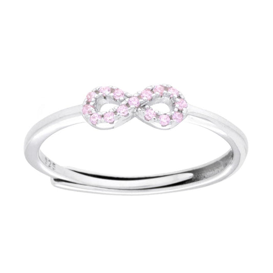 Mini-Infinity-Ring mit rosa Cubic-Zirkonia im 925er Silber rhodiniert - MeinSchmuckShop