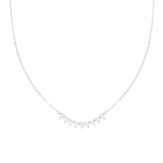 Halskette Forzatina-Diamantierte Kette mit zentralen Tropfen aus weißen Cubic Zirconia, aus 925er Silber rhodiniert - MeinSchmuckShop