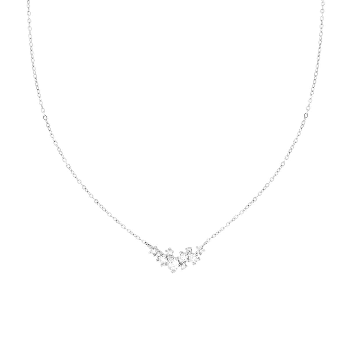 Halskette Kette Forzatina diamantierte mit centralem Cubic Zirconia Weiße in Silber 925 Galvanik Rhodium - MeinSchmuckShop