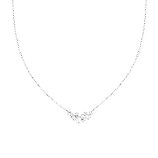 Halskette Kette Forzatina diamantierte mit centralem Cubic Zirconia Weiße in Silber 925 Galvanik Rhodium - MeinSchmuckShop