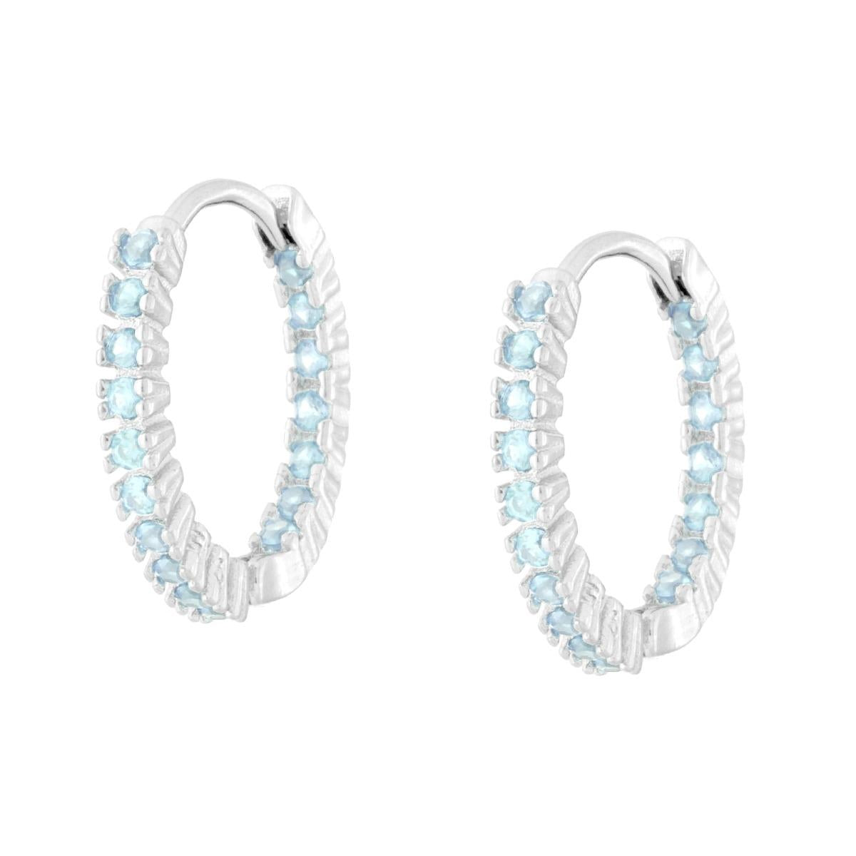 Creolen mit Aquamarin-Cubic-Zirconia aus Silber 925, rhodiniert - MeinSchmuckShop