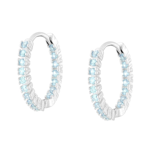 Creolen mit Aquamarin-Cubic-Zirconia aus Silber 925, rhodiniert - MeinSchmuckShop