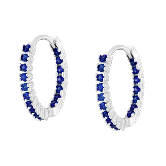 Hoop-Ohrringe aus 925er Silber, rhodiniert, mit blauer Cubic Zirconia Zafiro - MeinSchmuckShop
