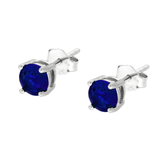 Ohrringe Punkt-Licht Blau Saphir Kubisches Zirkon mm 5 in Silber 925 rhodiniert galvanisch - MeinSchmuckShop