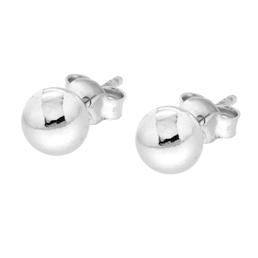 Ohrringe Kugel 6 mm aus 925er Silber, galvanisch rhodiniert - MeinSchmuckShop