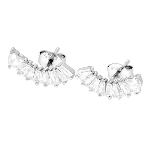 Ohrringe mit Herz und weißem Cubic Zirconia, Trapez-Schliff, aus 925er Silber, rhodiniert - MeinSchmuckShop