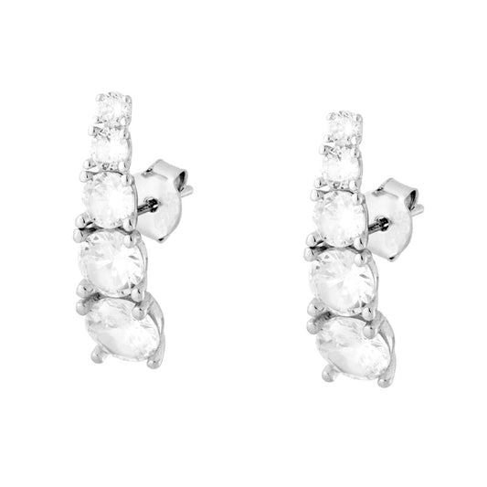 Tennis-Ohrstecker degradé mit weißen Cubic Zirconia aus 925er Silber, rhodiniert - MeinSchmuckShop