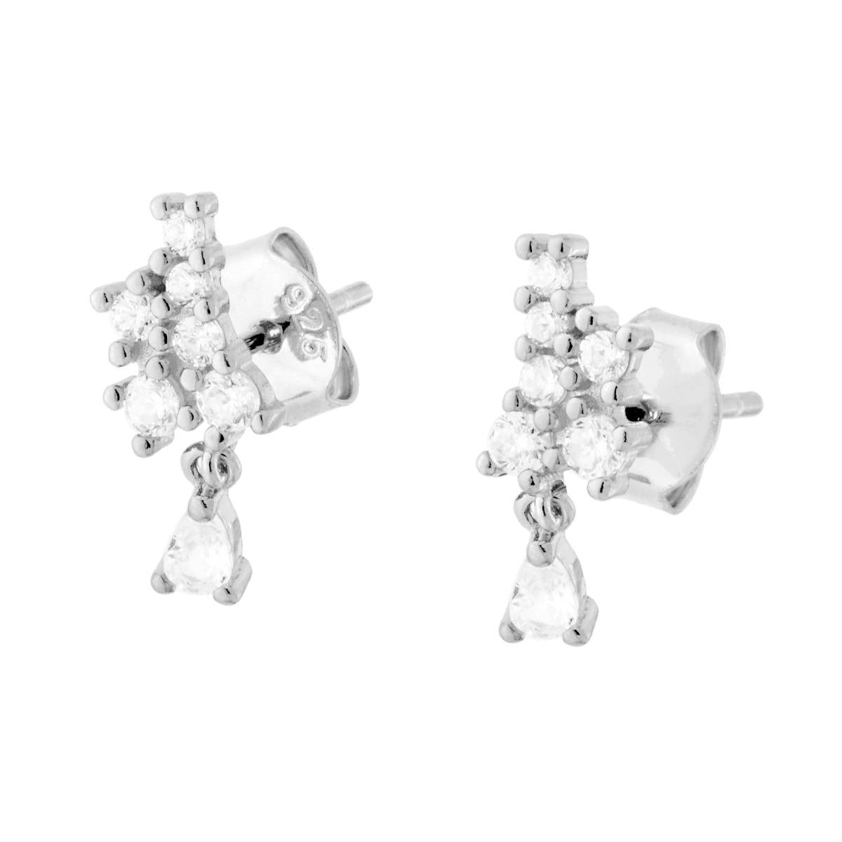 Ohrringe mit weißen Cubic-Zirkonien, hängend, aus 925er Silber, rhodiniert - MeinSchmuckShop