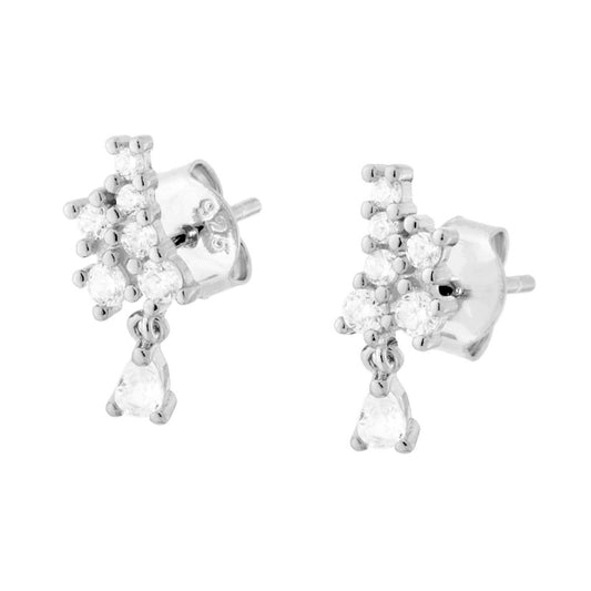 Ohrringe mit weißen Cubic-Zirkonien, hängend, aus 925er Silber, rhodiniert - MeinSchmuckShop