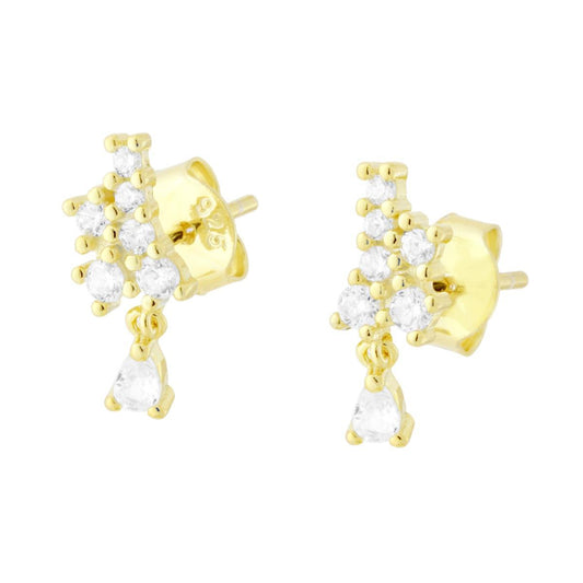 Ohrringe mit weißen Cubic Zirconia, hängende Ohrringe aus Silber 925, vergoldet. - MeinSchmuckShop