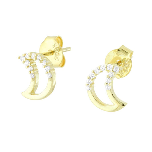 Mondohrringe mit weißen Cubic Zirconia, 925er Silber, Goldbeschichtung - MeinSchmuckShop