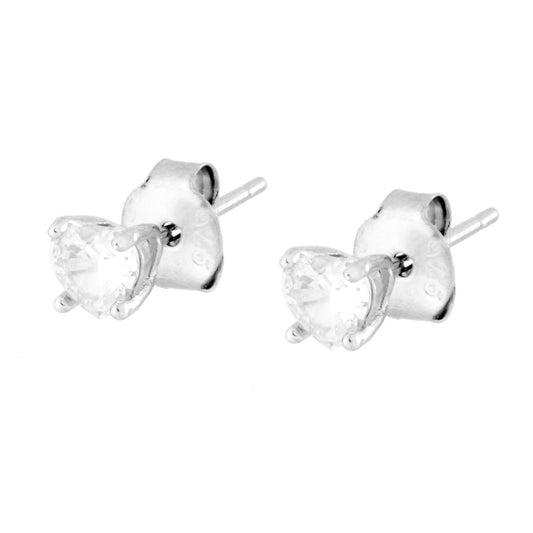 Ohrringe Herz-Lichtpunkt, 4 mm, Cubic Zirconia Weiß, in 925er Silber, rhodiniert - MeinSchmuckShop