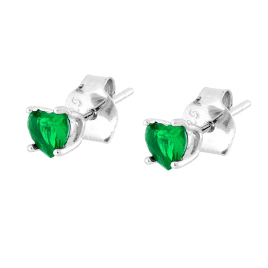 Ohrstecker Lichtpunkt Herz mm 4 Smaragdgrüne Cubic Zirconia in Silber 925 rhodiniert - MeinSchmuckShop