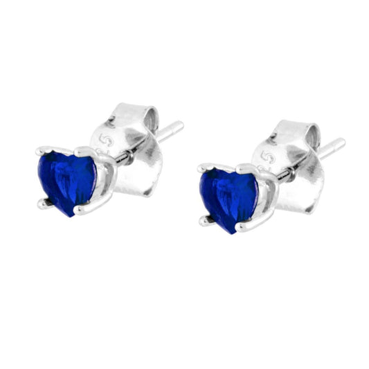 Ohrstecker Herz-Punto-Luce, 4 mm, Cubic Zirconia Blau Saphir, Silber 925 rhodiniert galvanisch - MeinSchmuckShop