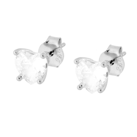 Ohrstecker Punto Luce Herz 6 mm Weißer Cubic Zirconia in 925er Silber rhodiniert - MeinSchmuckShop
