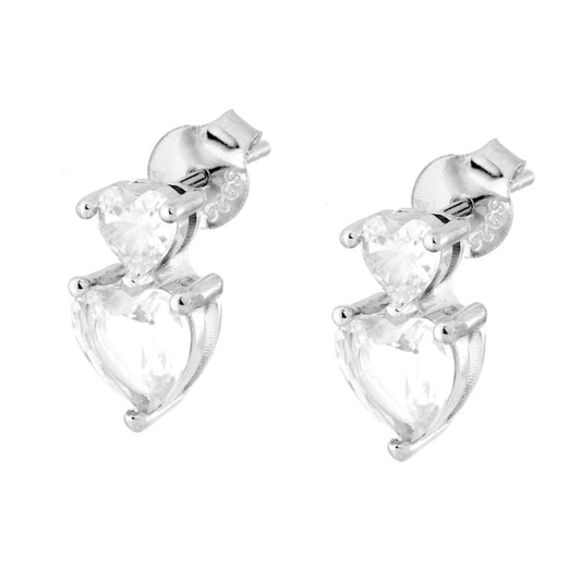 Ohrringe Lichtpunkt Herzen – weiße Cubic Zirconia – Silber 925 – Rhodium-beschichtet - MeinSchmuckShop