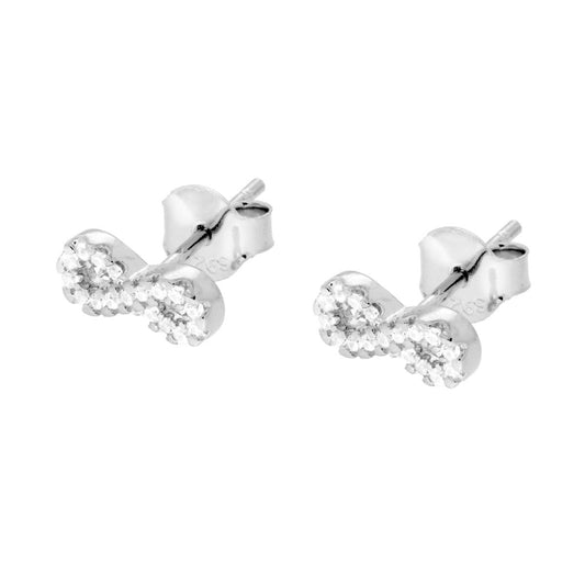 Infinity-Ohrringe mit weißen Cubic Zirconia aus Silber 925, rhodiniert - MeinSchmuckShop