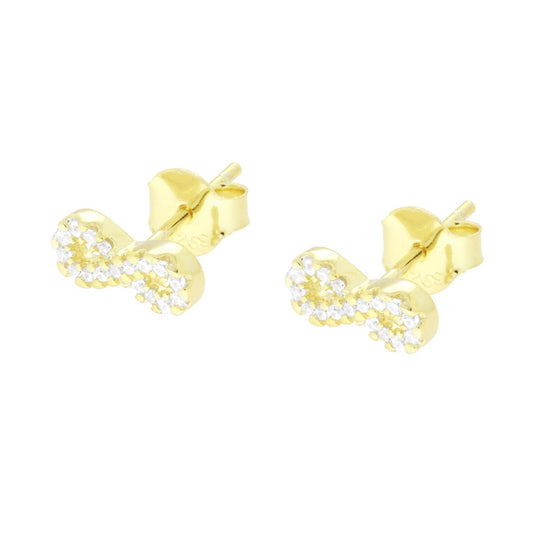 Ohrringe Unendlichkeit mit weißen Cubic Zirconia, Silber 925, Gold galvanisiert - MeinSchmuckShop