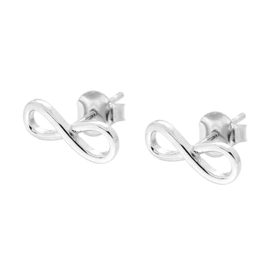 Infinity-Ohrstecker aus 925er Sterling-Silber, rhodiniert galvanisch. - MeinSchmuckShop