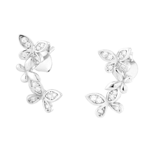 Ohrringe Schmetterlinge mit weißen Cubic Zirconia in Silber 925 rhodiniert - MeinSchmuckShop