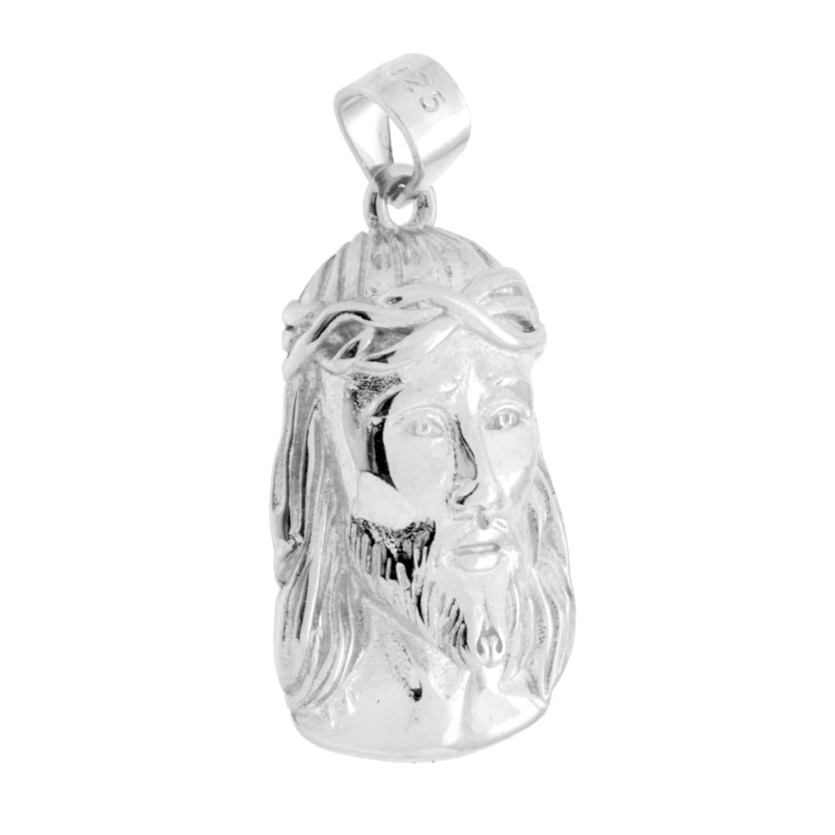 Anhänger des Gesichts Jesu Christi, 20 mm, Silber 925, galvanisch rhodiniert. - MeinSchmuckShop